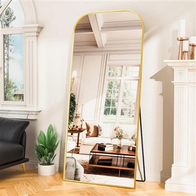 Kaarjas messingist põrandapeegel